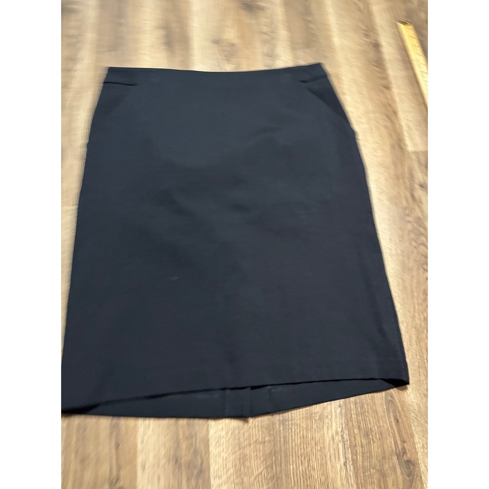 A New Day Pencil Skirt Women Size 16 Black Skirt Back Zipper Slit Ponte Knit